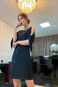 Short Sleeve Midi Dress Black Erika