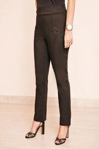 Wight Waist Tailored Black Trousers Anna