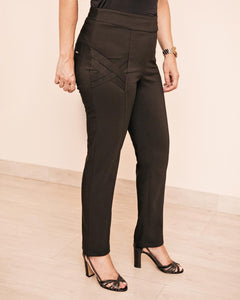 Wight Waist Tailored Black Trousers Anna