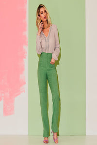 High Waisted Tailored Linen Suit Pants Cora Canella