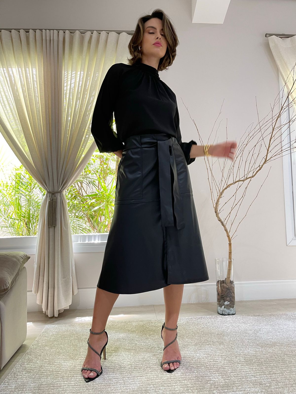 A-Line Faux Leather Bella Skirt Black