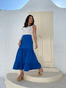 Classic A-Line Long Blue Skirt
