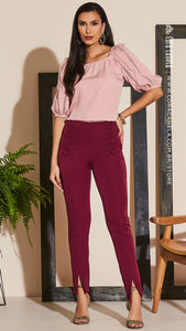 Solid High Waist Tailored Skinny Fit Trousers Cora Canella