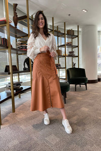 A-Line Faux Leather Bella Skirt Camel